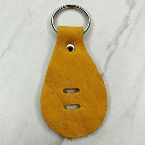 Soft Yellow Leather Keychain Keyring